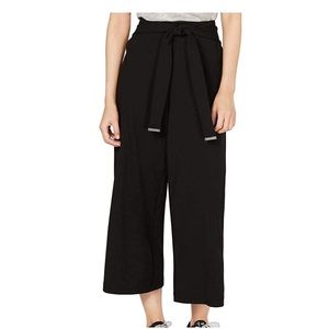 Michael Kors tie waist black cropped pants NWT size Medium
